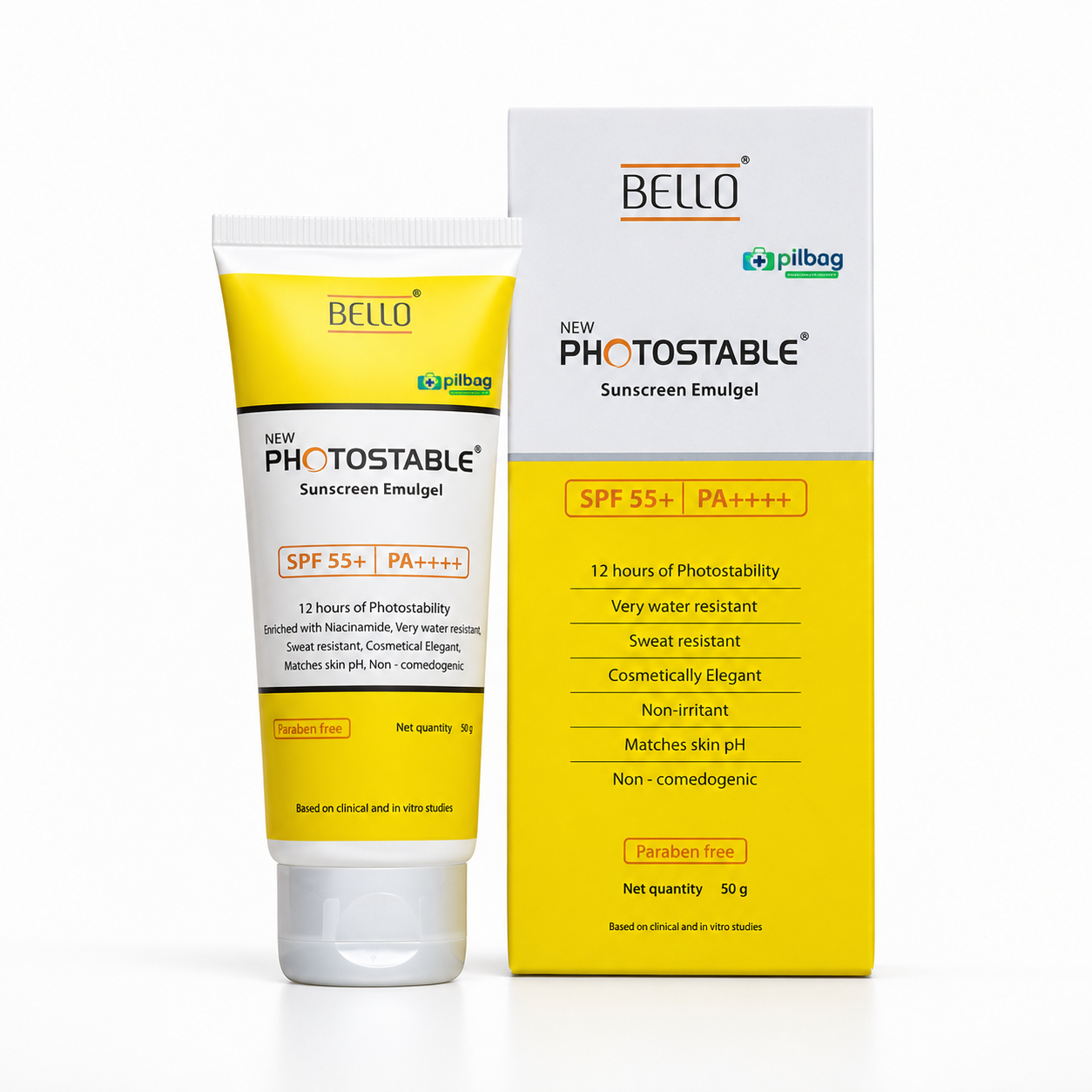 Bello New Photostable Sunscreen Emulgel SPF 55+ PA++++